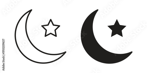 Moon and star icon symbol vector elements for infographic web. EPS10