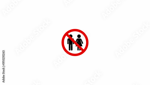 Prohibited Mixed Gender Entry Sign Icon on White Background