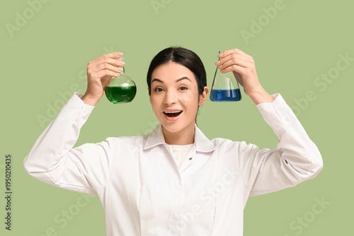 Female inventor with chemic...