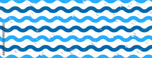 Seamless pattern abstract ocean waves in blue tones white background, waterdrops on surface summer textiles, marine designs, summer-themed web page fill. Realistic water drops pattern