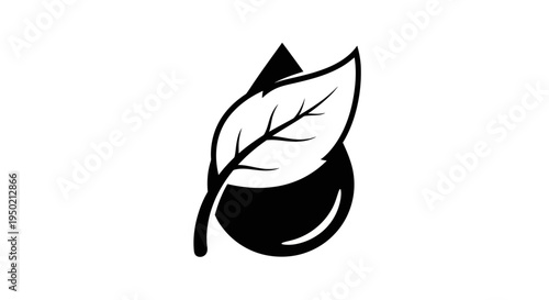 Leaf and Water Drop Icon Symbolizing Nature and Purity.