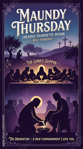 Maundy thursday creative silhouette design poster