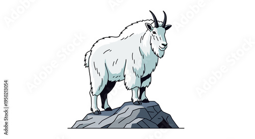 Majestic Mountain Goat Standing Proudly on Rocky Outcrop.