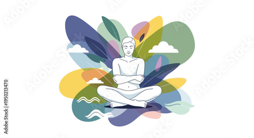 Man meditating peacefully in a calm state of mind.