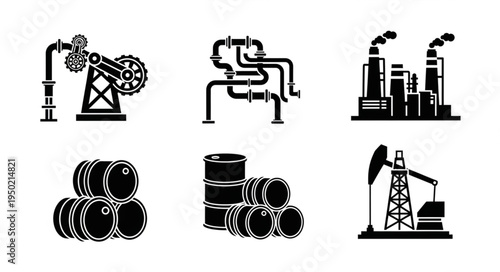 Oil and Gas Industry Icons - Production, Pipelines, Storage, and Extraction.