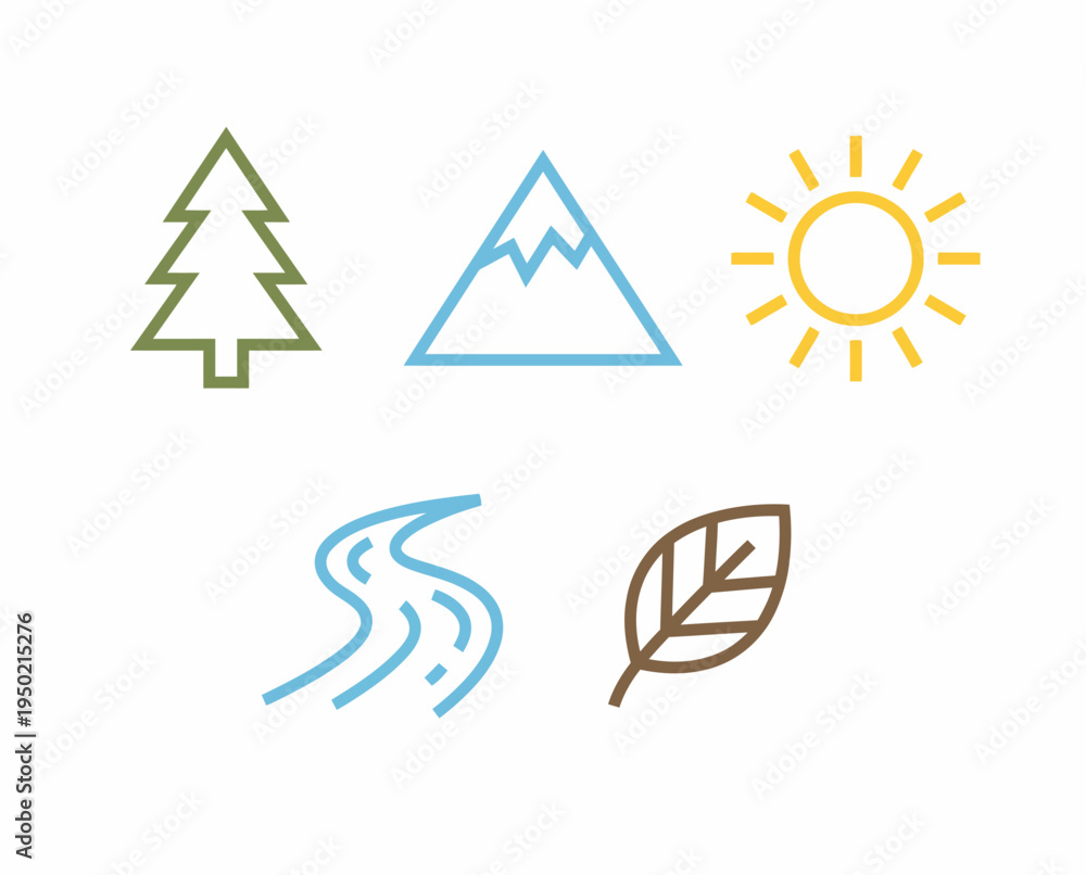 Fototapeta premium Eco friendly icons for nature conservation.