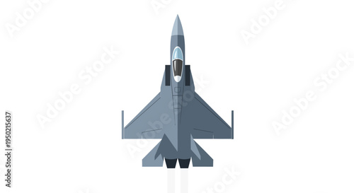 Modern Fighter Jet Aircraft Flying Top View Isolated White Background.