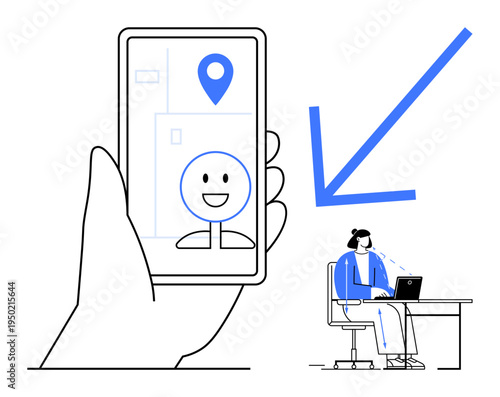 Mobile GPS tracking. Mobile GPS tracking location technology enhancing remote work communication and connection. Mobile GPS tracking ensures efficiency. Topics technology, location services, remote