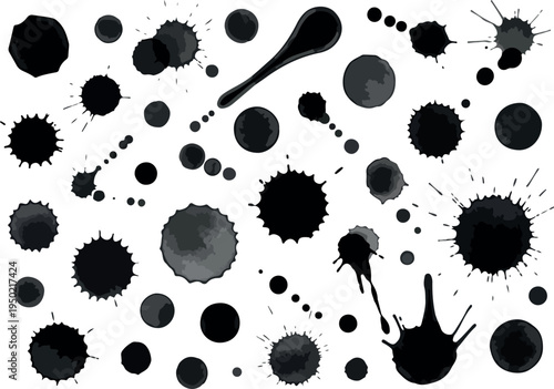 Abstract Black Ink Splatter Textures and Brush Strokes for Creative Design Projects