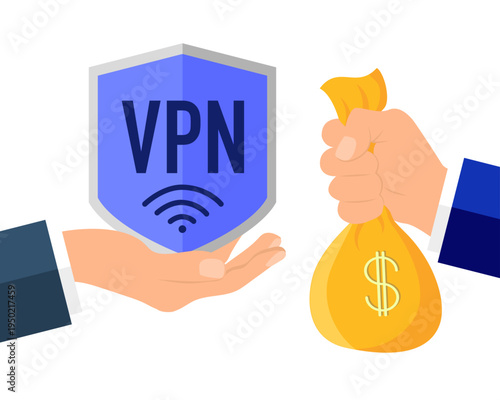 VPN service for secure network connection and privacy protection . Huge hand give VPN to protect personal data in smartphone. Virtual Private Network. Service for changing location of ip address. 