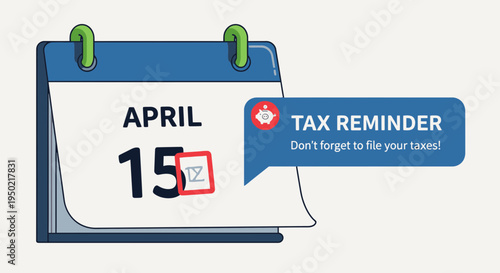 Flat vector illustration of tax reminder with calendar page