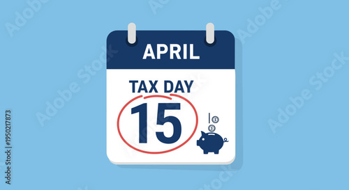Flat illustration of simple tax day calendar icon for finance and accounting concepts