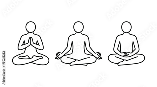 Meditating Figures in Lotus Pose - Minimalist Icons