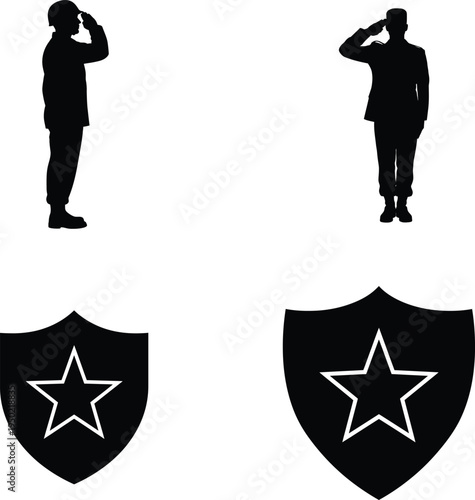 Memorial day tribute with patriotic silhouettes and symbols