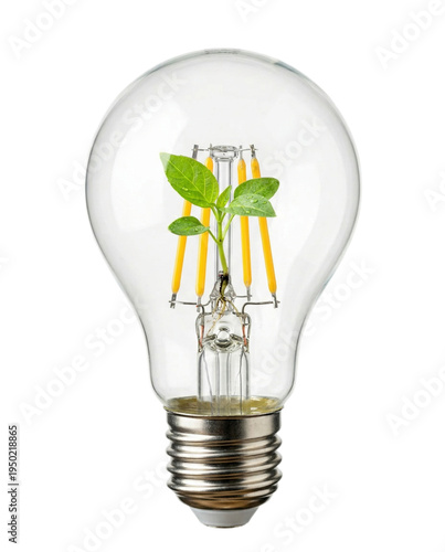 Energy Saving LED Bulb with Leaf - Isolated