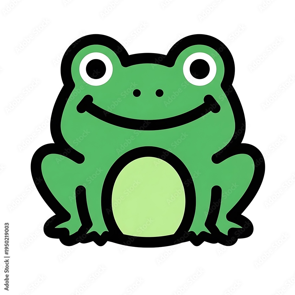 Fototapeta premium Smiling green cartoon frog sticker.