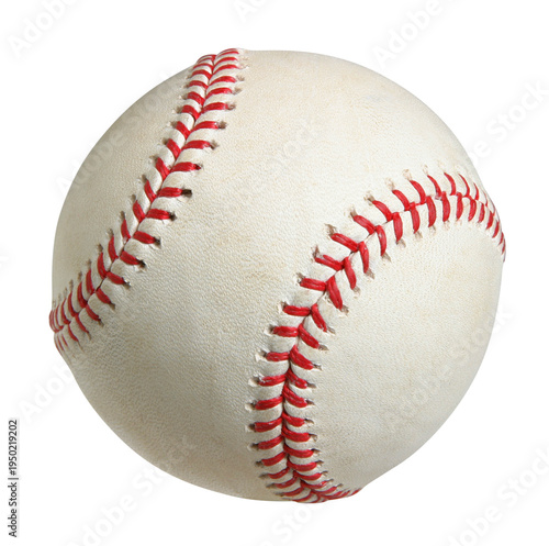 Baseball with red stitching isolated  sport equipment for baseball game and training, realistic ball on transparent background