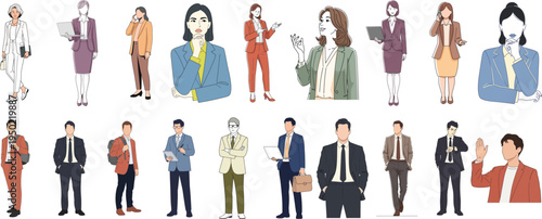 Group of diverse business people standing and posing in a studio for a collection of professional portraits and scenes