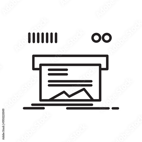 Modern printer line icon for document output and data scanning featuring sharp graphics for office workflow and business