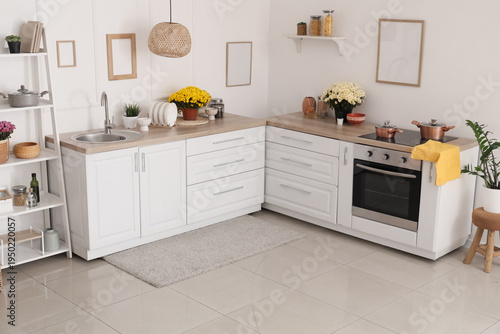 Interior of kitchen with co...