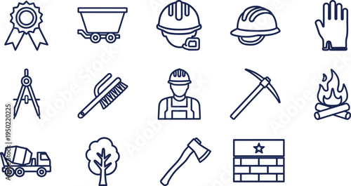 Labor day icons representing workers and laborers across various industries