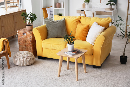 Cozy sofa, coffee table wit...