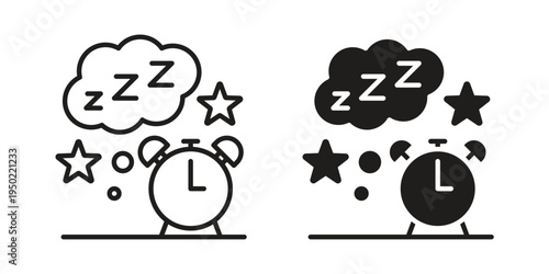 Alarm snooze icon line vector illustration in solid color design