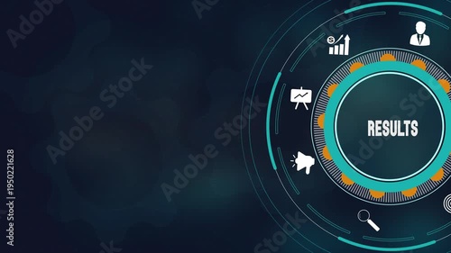 Professional business results concept with futuristic HUD interface, successful data analytics for corporate growth, interactive digital visualization.