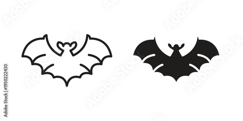 Bat icon line vector illustration in solid color design