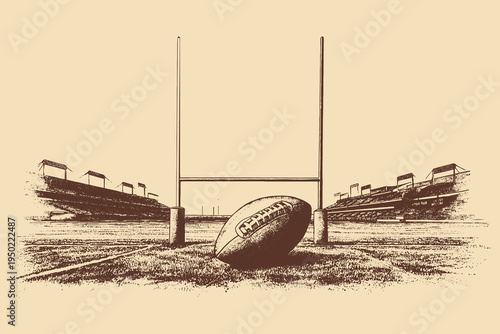 American football goalposts, minimalist vector illustration
