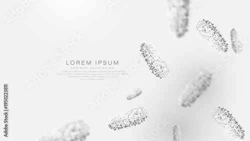 Floating bacteria shapes drift across a minimalist background