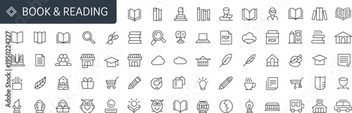 Book and reading on white background symbols education literacy