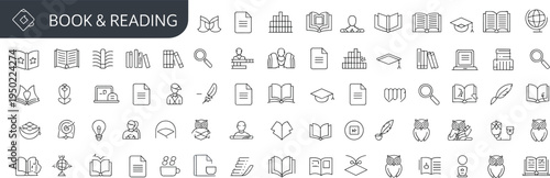 Book and reading set with various symbols education literacy