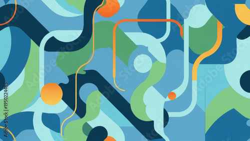 Modern Vector-Based Abstract Design Background with Geometric Shapes, Fluid Lines and Minimal Gradient Colors