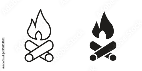 Campfire icon line vector illustration in solid color design
