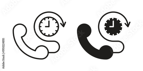 Call duration icon line vector illustration in solid color design