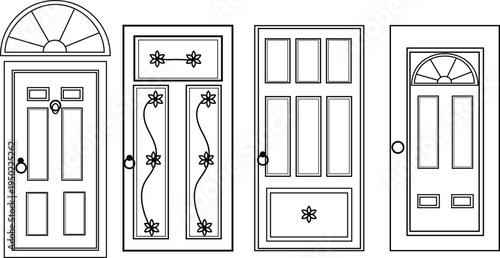 Set of 4 door designs vector