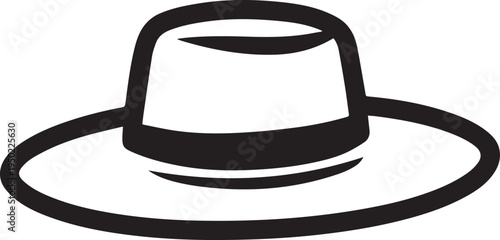 Hand Drawn Woman Hat Black and White Illustration in Minimal Line Art Style Design