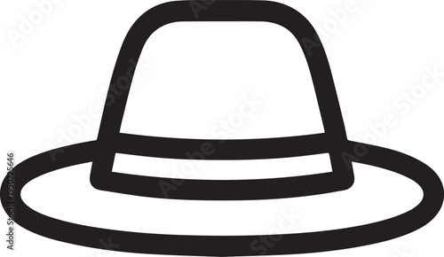 Hand Drawn Woman Hat Black and White Illustration in Minimal Line Art Style Design