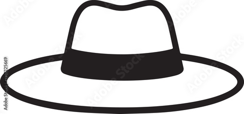 Hand Drawn Woman Hat Black and White Illustration in Minimal Line Art Style Design