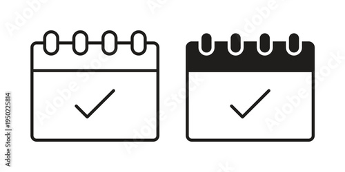 Check in calendar icon line vector illustration in solid color design