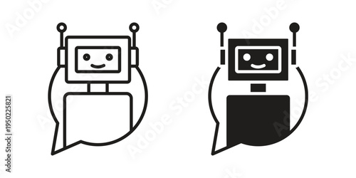 Chatbot speech bubble icon line vector illustration in solid color design