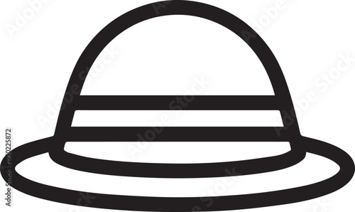 Hand Drawn Woman Hat Black and White Illustration in Minimal Line Art Style Design