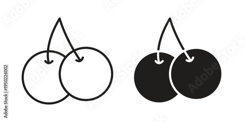Cherry icon line vector illustration in solid color design