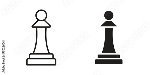 Chess pawn icon line vector illustration in solid color design