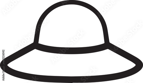 Hand Drawn Woman Hat Black and White Illustration in Minimal Line Art Style Design