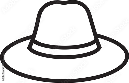 Hand Drawn Woman Hat Black and White Illustration in Minimal Line Art Style Design