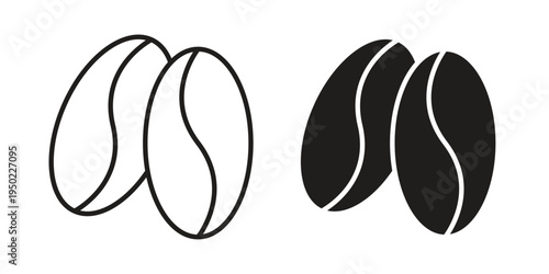 Coffee beans icon line vector illustration in solid color design