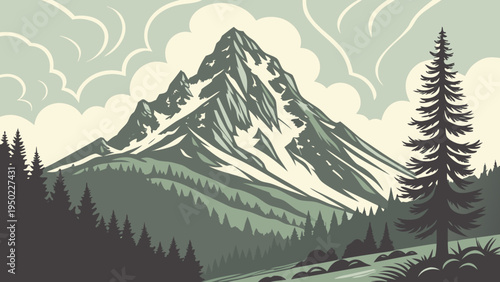 mountain landscape with trees