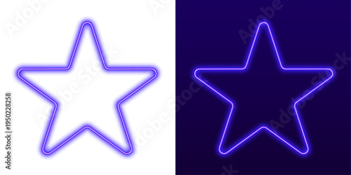 Neon star glowing brightly in blue and purple tones. Smooth luminous edges create a futuristic and dynamic look. Great for web banners and posters.
